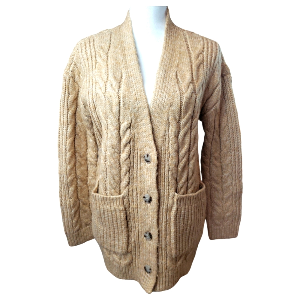 LOFT Long Lined Cardigan Size XS Oversized Pockets Soft and Furry